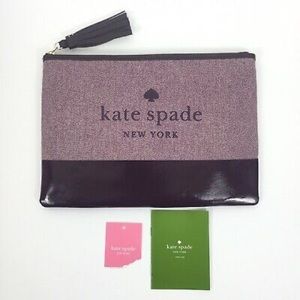New Kate Spade Leather Large Tassel Pouch/Clutch Deep Plum